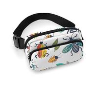 Fanny Pack for Women Men Belt Bag with Adjustable Strap Sunflowers Waist Pack for Everyday, Bright Insect Pattern, 20x13cm