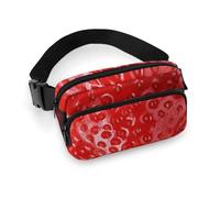 Fanny Pack for Women Men Belt Bag with Adjustable Strap Two Colored Parrots Waist Pack for Everyday, Red Strawberry, 20x13cm