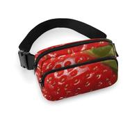 Fanny Pack for Women Men Belt Bag with Adjustable Strap Two Colored Parrots Waist Pack for Everyday, Red Strawberry Fruit, 20x13cm