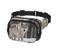 Fanny Pack for Women Men Belt Bag wolf in the snow Waist Bags With Adjustable Straps Chest Bag Travel Crossbody Purse, Black, One Size