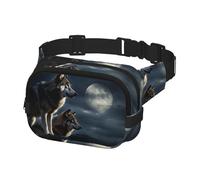 Fanny Pack for Women Men Belt Bag wolves in the moonlight Waist Bags With Adjustable Straps Chest Bag Travel Crossbody Purse, Black, One Size