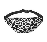 Fanny Pack for Women Men,Black and White Cow Spots Pattern Large Crossbody Waist Pack Belt Bag for Workout Hiking Running Travel