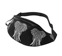 Fanny Pack for Women Men Black and White Elephant Hip Waist Bag Purse Cycling Bum Bag