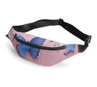 Fanny Pack for Women Men Butterflies And Stars Waist Pack Everywhere Belt Bag Sports Waist Bag with Adjustable Strap Fashion Hip Bum Bag for Traveling Running Workout, white, 14.2x5.9 Inches