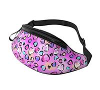 Fanny Pack for Women Men Chaotic Leopard Print with Hearts Travel Waist Bag Purse Hiking Wallet Bag