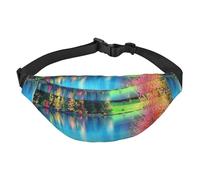 Fanny Pack for Women Men Colorful Trees Lake River Pond Sport Waist Bag with Adjustable Belt Hands Free Waterproof Lightweight Crossbody Shoulder Bag Purse for Camping Travel, Carry All Phones Wallet