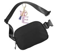 Fanny Pack for Women Men Cross Body Bumbags Small Bum Waist Bag Crossbody Belt Purse Trendy Hip Pouch with Initial Letter Butterfly Keychains for Running Workout Traveling(Black Bumbag for E)