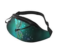 Fanny Pack for Women Men Glass Dragonfly Green Workout Waist Bag Purse Gym Belt Bag