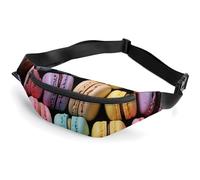 Fanny Pack for Women Men Macaron Biscuit Flavored Pastries Waist Pack Everywhere Belt Bag Sports Waist Bag with Adjustable Strap Fashion Hip Bum Bag for Traveling Running Workout, white, 14.2x5.9