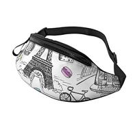 Fanny Pack for Women Men Paris Eiffel Tower Zipper Waist Bag Purse Walking The Dog Wallet Bag