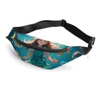 Fanny Pack for Women Men Person in The Underwater World Waist Pack Everywhere Belt Bag Sports Waist Bag with Adjustable Strap Fashion Hip Bum Bag for Traveling Running Workout, white, 14.2x5.9 Inches