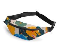 Fanny Pack for Women Men Playful Art Style Waist Pack Everywhere Belt Bag Sports Waist Bag with Adjustable Strap Fashion Hip Bum Bag for Traveling Running Workout, white, 14.2x5.9 Inches