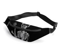 Fanny Pack for Women Men Skull Skeleton Playing Guitar Waist Pack Everywhere Belt Bag Sports Waist Bag with Adjustable Strap Fashion Hip Bum Bag for Traveling Running Workout, white, 14.2x5.9 Inches