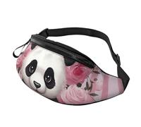 Fanny Pack for Women Men Sling Backpack Panda Rose Flowers White Stripe Crossbody Bag Belt Bags with Adjustable Strap