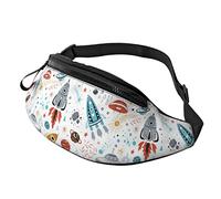 Fanny Pack for Women Men Space Rockets Planets Stars Comets Zipper Waist Bag Purse Exercising Bum Bag