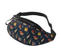 Fanny Pack for Women Men, Stylish Crossbody Bag with Adjustable Shoulder Strap - Snail Leaf Print Black Belt Bag Waist Bag for Outdoors Travel Sports Running