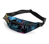 Fanny Pack for Women Men Tropical Floral Pattern Waist Pack Everywhere Belt Bag Sports Waist Bag with Adjustable Strap Fashion Hip Bum Bag for Traveling Running Workout, white, 14.2x5.9 Inches