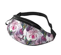 Fanny Pack for Women Men Tropical Flowers Hummingbirds Flying Cute Waist Bag Purse Walking The Dog Bum Bag