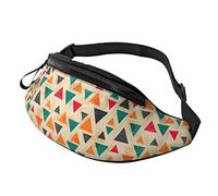 Fanny Pack for Women Men Vintage Colored Triangle Pattern with Grunge Workout Waist Bag Purse Walking The Dog Phone Bag