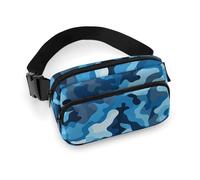Fanny Pack for Women Men Waist Bag Crossbody Bags Blue Camouflage Pattern Belt Bag for Travel Running Hiking, Blue camouflage pattern, 20x13cm, Waist Bag