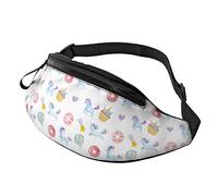 Fanny Pack for Women Men Watercolor Unicorns and Cupcake Pattern Cute Waist Bag Purse Camping Belt Bag