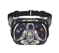 Fanny Pack For Women Men Waterproof Adjustable Belt Bags Waist Pack Fashion Crossbody Bags Astronaut Sitting In Yoga Chakra Bum Bag For Running Workout Hiking Traveling, Black, One Size