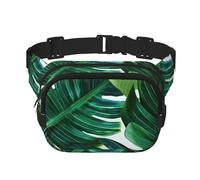 Fanny Pack For Women Men Waterproof Adjustable Belt Bags Waist Pack Fashion Crossbody Bags Banana Leaves Bum Bag For Running Workout Hiking Traveling, Black, One Size