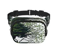 Fanny Pack For Women Men Waterproof Adjustable Belt Bags Waist Pack Fashion Crossbody Bags Big Tree Blowing In The Wind Bum Bag For Running Workout Hiking Traveling, Black, One Size
