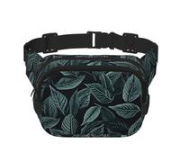 Fanny Pack For Women Men Waterproof Adjustable Belt Bags Waist Pack Fashion Crossbody Bags Black Leaves Bum Bag For Running Workout Hiking Traveling, Black, One Size