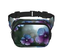 Fanny Pack For Women Men Waterproof Adjustable Belt Bags Waist Pack Fashion Crossbody Bags Blue Purple Flowers And Green Leaves Bum Bag For Running Workout Hiking Traveling, Black, One Size
