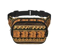 Fanny Pack For Women Men Waterproof Adjustable Belt Bags Waist Pack Fashion Crossbody Bags Bohemia Style Traditional African Pattern Bum Bag For Running Workout Hiking Traveling, Black, One Size