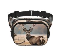 Fanny Pack For Women Men Waterproof Adjustable Belt Bags Waist Pack Fashion Crossbody Bags Brown Deer Near Withered Tree Bum Bag For Running Workout Hiking Traveling, Black, One Size