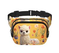 Fanny Pack For Women Men Waterproof Adjustable Belt Bags Waist Pack Fashion Crossbody Bags Cartoon Alpaca Cute Animal Bum Bag For Running Workout Hiking Traveling, Black, One Size