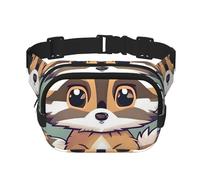 Fanny Pack For Women Men Waterproof Adjustable Belt Bags Waist Pack Fashion Crossbody Bags Cartoon Cute Raccoon Bum Bag For Running Workout Hiking Traveling, Black, One Size