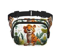 Fanny Pack For Women Men Waterproof Adjustable Belt Bags Waist Pack Fashion Crossbody Bags Cartoon Tiger Bum Bag For Running Workout Hiking Traveling, Black, One Size