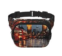 Fanny Pack For Women Men Waterproof Adjustable Belt Bags Waist Pack Fashion Crossbody Bags City Of London Bum Bag For Running Workout Hiking Traveling, Black, One Size