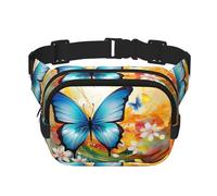 Fanny Pack For Women Men Waterproof Adjustable Belt Bags Waist Pack Fashion Crossbody Bags Colorful With Butterfly Bum Bag For Running Workout Hiking Traveling, Black, One Size