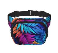 Fanny Pack For Women Men Waterproof Adjustable Belt Bags Waist Pack Fashion Crossbody Bags Colorful Leaves Bum Bag For Running Workout Hiking Traveling, Black, One Size