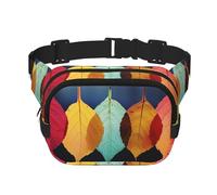 Fanny Pack For Women Men Waterproof Adjustable Belt Bags Waist Pack Fashion Crossbody Bags Colorful Leaves On A String Bum Bag For Running Workout Hiking Traveling, Black, One Size