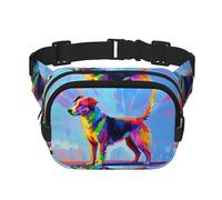 Fanny Pack For Women Men Waterproof Adjustable Belt Bags Waist Pack Fashion Crossbody Bags Colorful Dog Paintings Bum Bag For Running Workout Hiking Traveling, Black, One Size