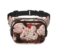 Fanny Pack For Women Men Waterproof Adjustable Belt Bags Waist Pack Fashion Crossbody Bags Cupcake And Muffin Bum Bag For Running Workout Hiking Traveling, Black, One Size