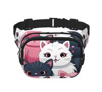 Fanny Pack For Women Men Waterproof Adjustable Belt Bags Waist Pack Fashion Crossbody Bags Cute Kittens Bum Bag For Running Workout Hiking Traveling, Black, One Size