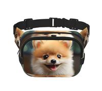 Fanny Pack For Women Men Waterproof Adjustable Belt Bags Waist Pack Fashion Crossbody Bags Cute Little Pomeranian Bum Bag For Running Workout Hiking Traveling, Black, One Size