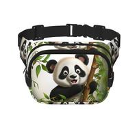 Fanny Pack For Women Men Waterproof Adjustable Belt Bags Waist Pack Fashion Crossbody Bags Cute Panda Climb Bamboo Bum Bag For Running Workout Hiking Traveling, Black, One Size