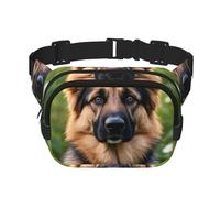 Fanny Pack For Women Men Waterproof Adjustable Belt Bags Waist Pack Fashion Crossbody Bags Cute Pet German Shepherd Dog Bum Bag For Running Workout Hiking Traveling, Black, One Size