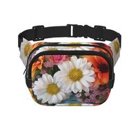 Fanny Pack For Women Men Waterproof Adjustable Belt Bags Waist Pack Fashion Crossbody Bags Farm Fresh Flowers Spring Bum Bag For Running Workout Hiking Traveling, Black, One Size