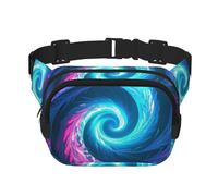 Fanny Pack For Women Men Waterproof Adjustable Belt Bags Waist Pack Fashion Crossbody Bags Floral Swirls Leaves Natural Gradient Bum Bag For Running Workout Hiking Traveling, Black, One Size