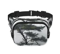 Fanny Pack For Women Men Waterproof Adjustable Belt Bags Waist Pack Fashion Crossbody Bags Foggy Mountain Pine Tree Bum Bag For Running Workout Hiking Traveling, Black, One Size