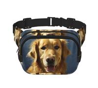 Fanny Pack For Women Men Waterproof Adjustable Belt Bags Waist Pack Fashion Crossbody Bags Golden Dog Bum Bag For Running Workout Hiking Traveling, Black, One Size