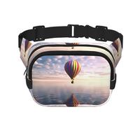 Fanny Pack For Women Men Waterproof Adjustable Belt Bags Waist Pack Fashion Crossbody Bags Hot Air Balloon Over The Sea Bum Bag For Running Workout Hiking Traveling, Black, One Size